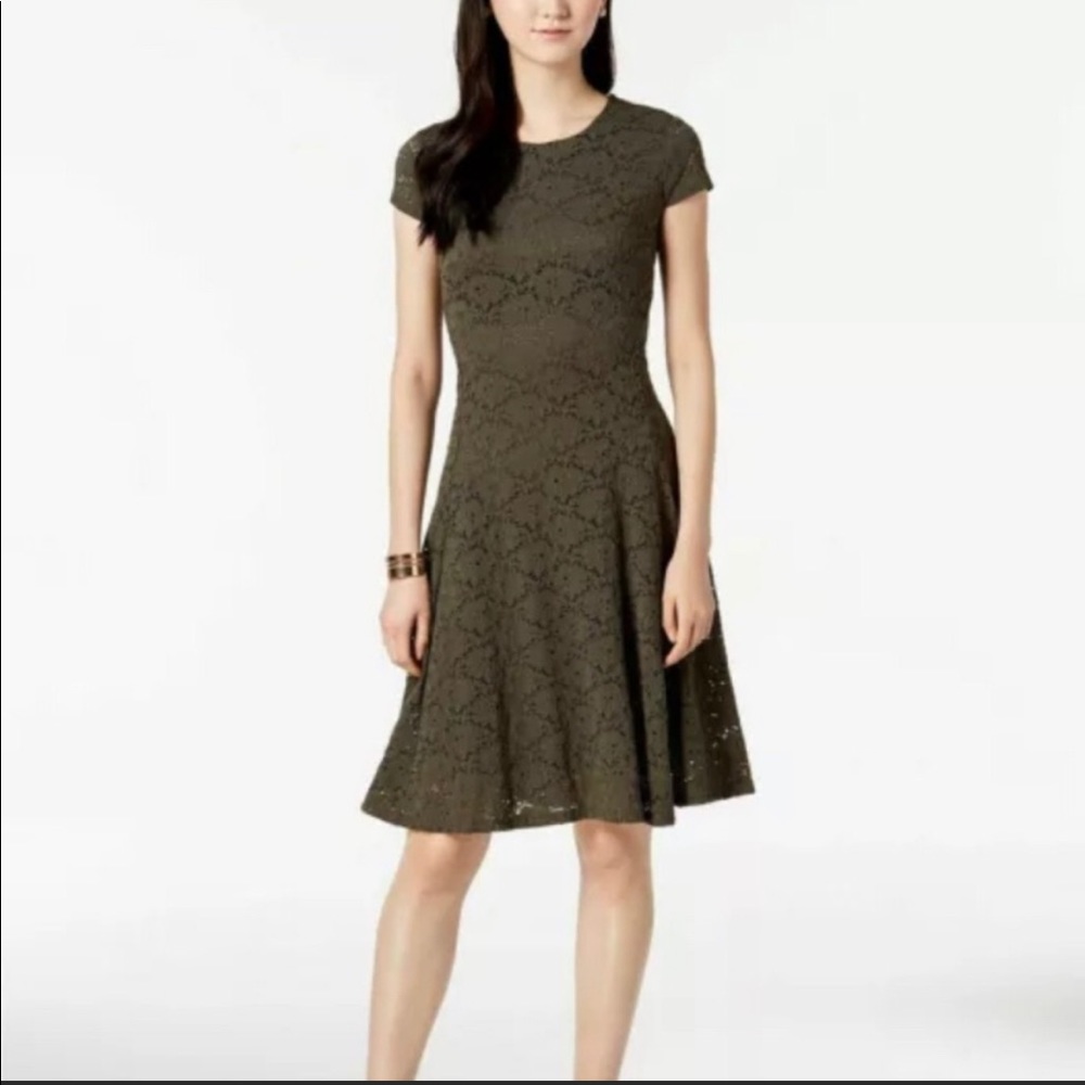 Green/olive lace alfani dress in 14